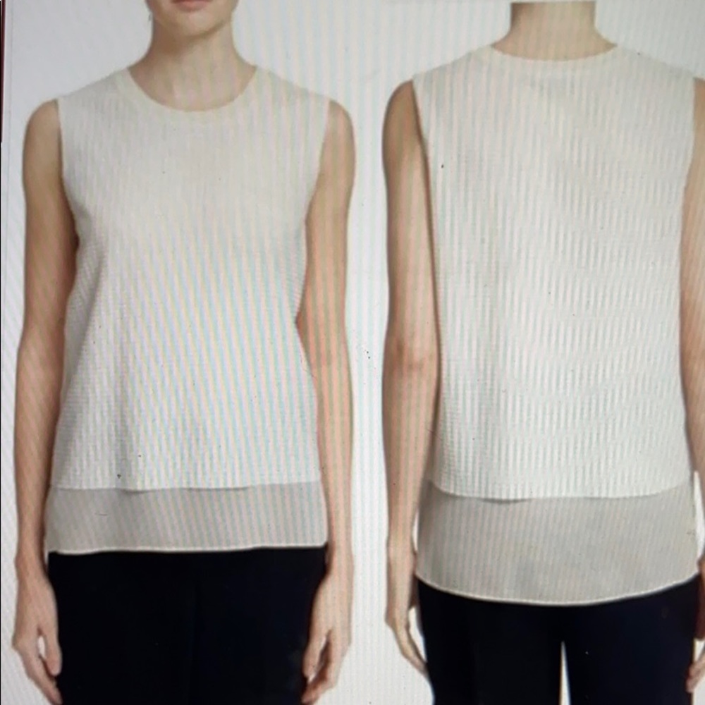 Vince Ivory Mesh Overlay Tank